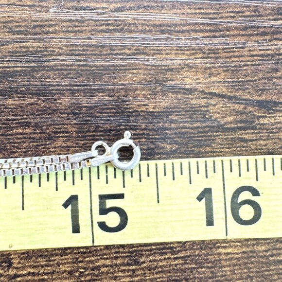 VTG Sterling Silver 925 Green Onyx Triangle Pendant Necklace Size 30" Length - Picture 10 of 14